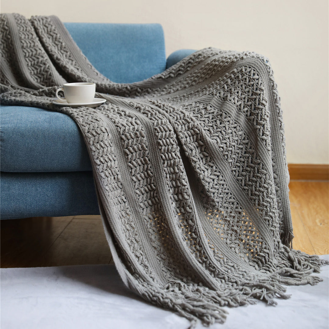 Texturiertes Strickwurfdecke