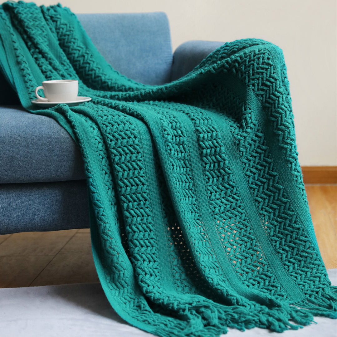 Texturiertes Strickwurfdecke