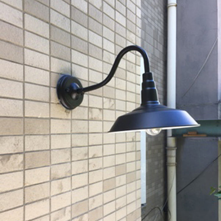 1-Birnen-Gänsekopf-Wandleuchte Industrielle Metall Wandmontierte Lampe mit Scheunenlampe für den Außenbereich | Karnz