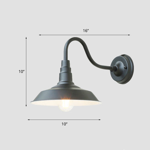 1-Birnen-Gänsekopf-Wandleuchte Industrielle Metall Wandmontierte Lampe mit Scheunenlampe für den Außenbereich | Karnz