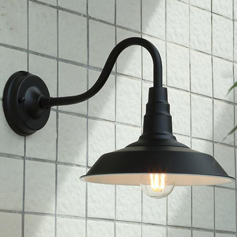 1-Birnen-Gänsekopf-Wandleuchte Industrielle Metall Wandmontierte Lampe mit Scheunenlampe für den Außenbereich | Karnz
