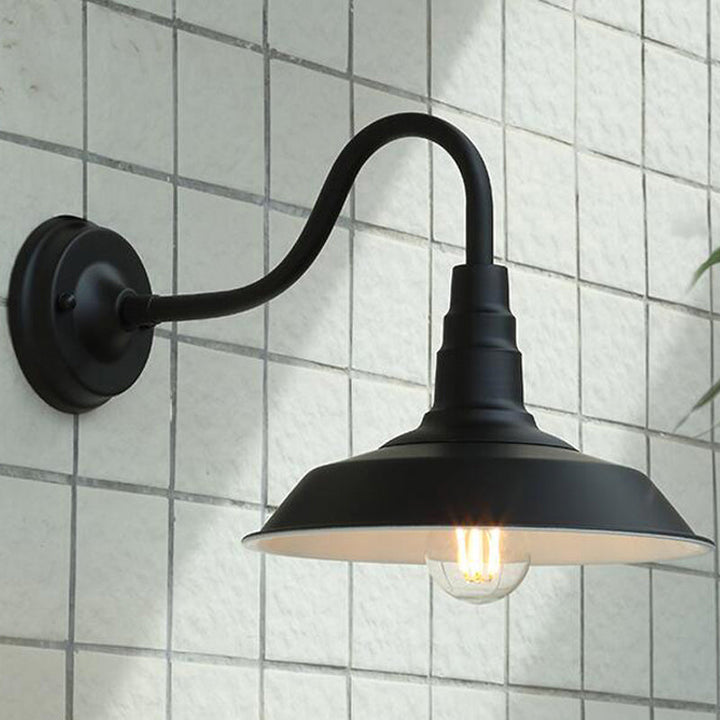 1-Birnen-Gänsekopf-Wandleuchte Industrielle Metall Wandmontierte Lampe mit Scheunenlampe für den Außenbereich | Karnz
