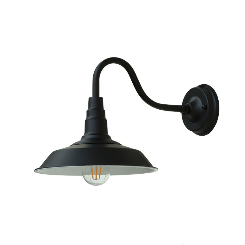 1-Birnen-Gänsekopf-Wandleuchte Industrielle Metall Wandmontierte Lampe mit Scheunenlampe für den Außenbereich | Karnz