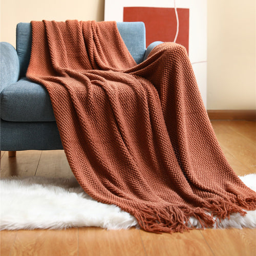 Dekorative Fransen Strickwurfdecke