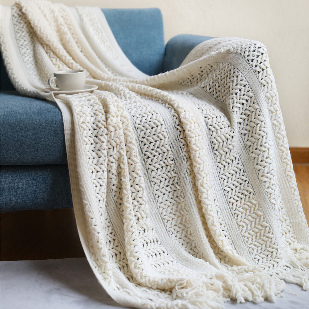 Texturiertes Strickwurfdecke