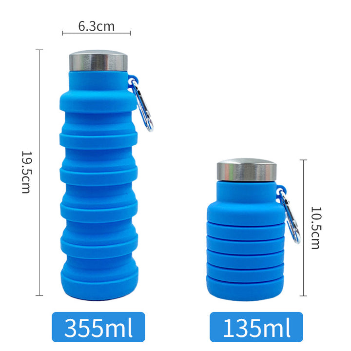 Damen praktische und kompakte Silikon-Trinkflasche mit Karabiner und Edelstahlverschluss Karnz