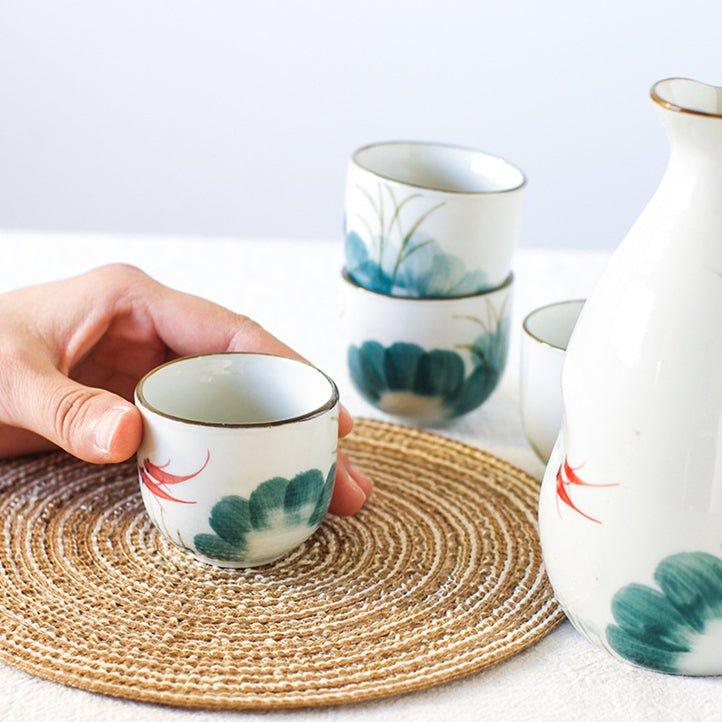 Japanische handgefertigte Goldfisch Keramik Sake Set | Karnz