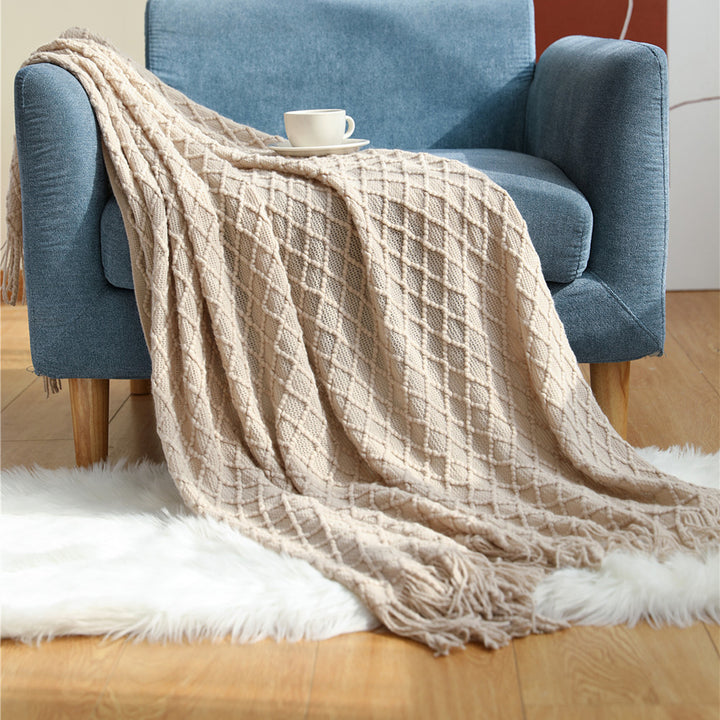 Dekorative Fransen Strickdecke