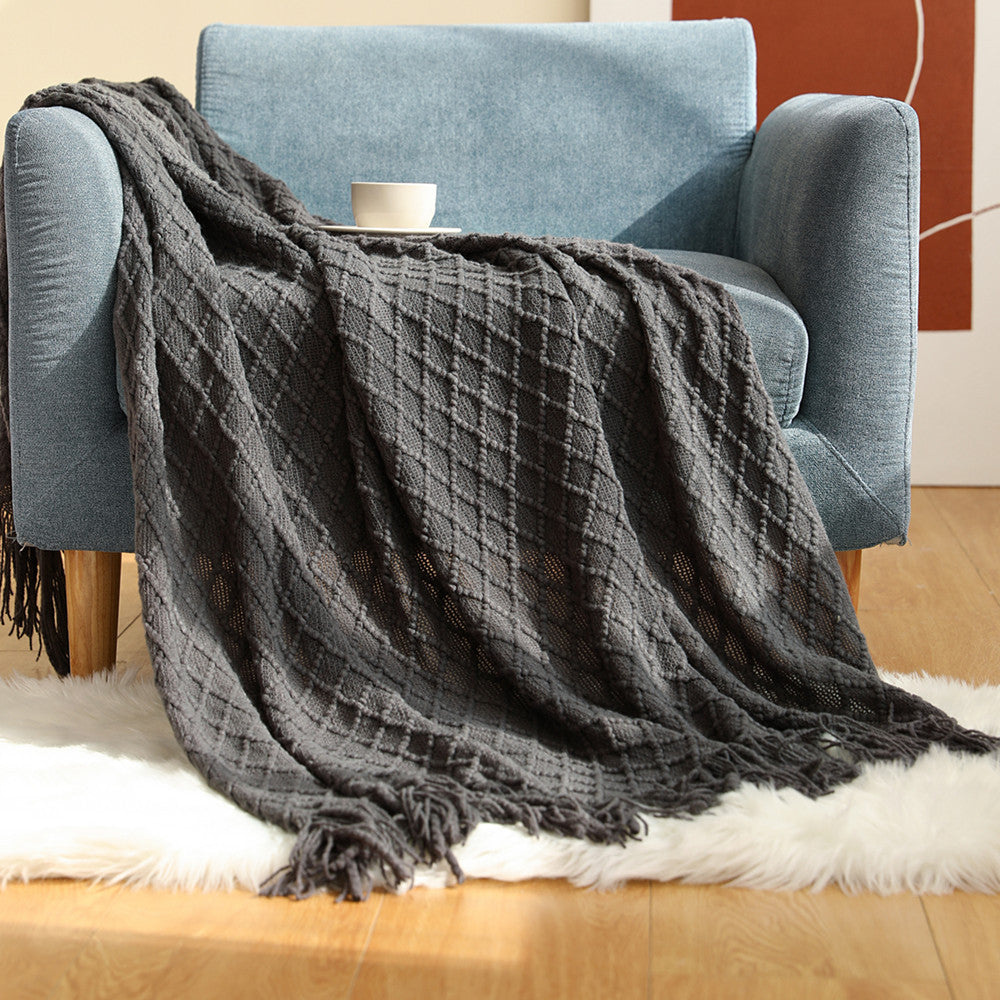 Dekorative Fransen Strickdecke