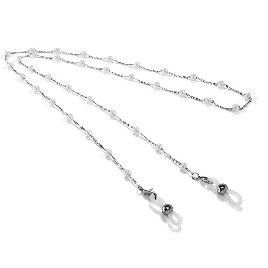 Elegante Brillenhalterkette mit Perlen und Edelstahl-Details Karnz