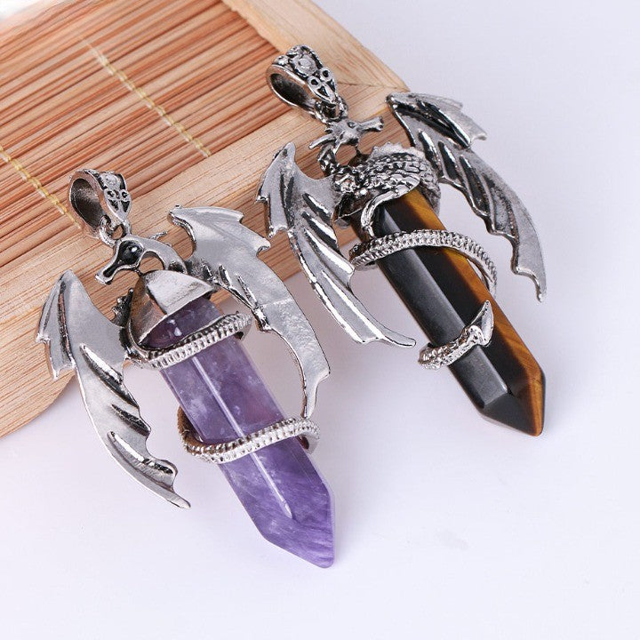 Karnz | Bohemian Stil Natürlicher Mystischer Edelstein Drachenanhänger