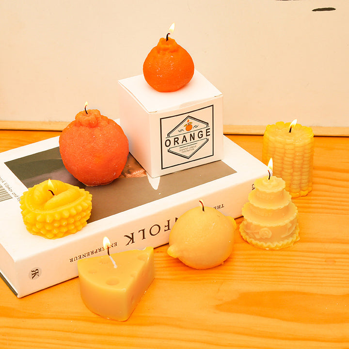 Handgegossene Fruchtförmige & Texturierte Dekorative Sojawachskerze