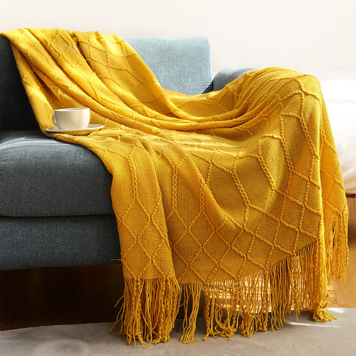 Strukturierte gestrickte Wurfdecke