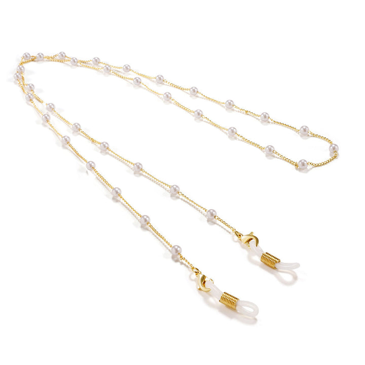 Elegante Brillenhalterkette mit Perlen und Edelstahl-Details Karnz