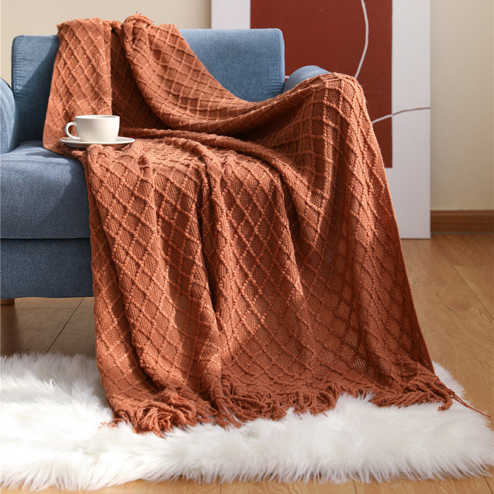 Dekorative Fransen Strickdecke