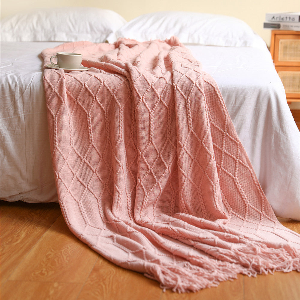 Strukturierte gestrickte Wurfdecke