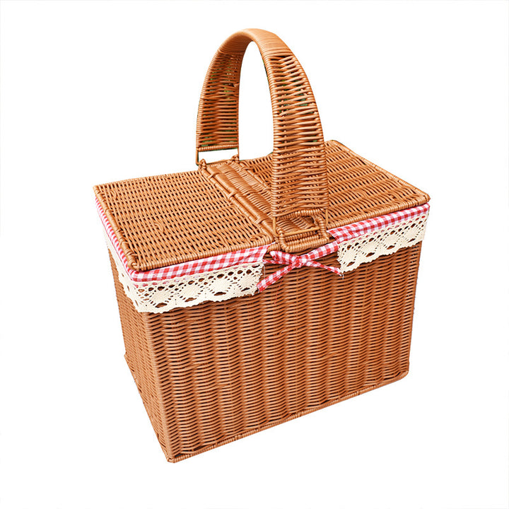 Handgefertigter Rattan-Picknickkorb mit Deckel Karnz