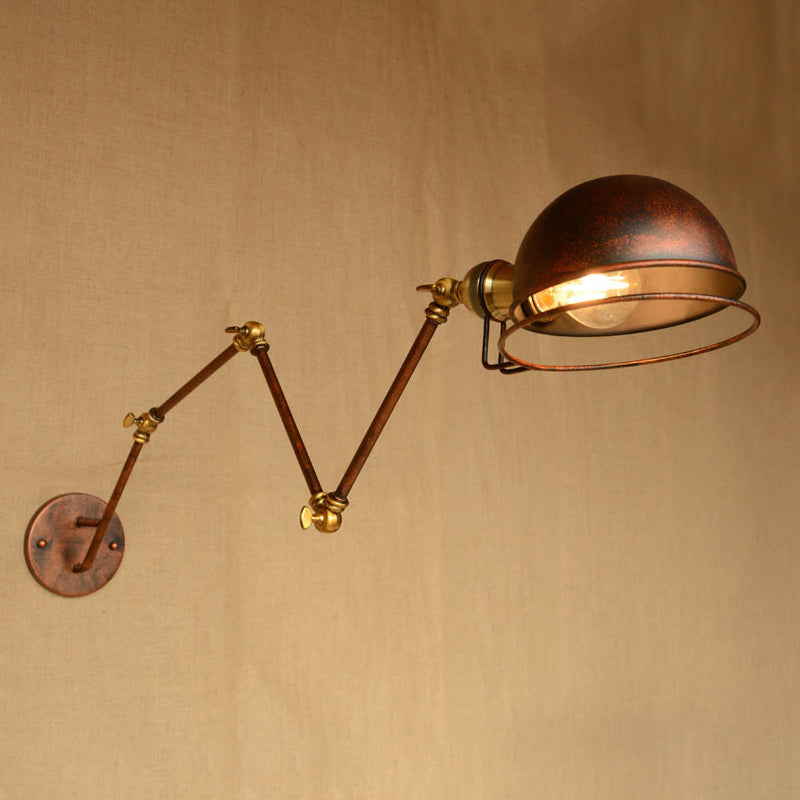 Vintage Industrial Bowl Wandlampe 1 Licht Eisen Wandlampe mit schwenkbarem Arm in Schwarz/Metall