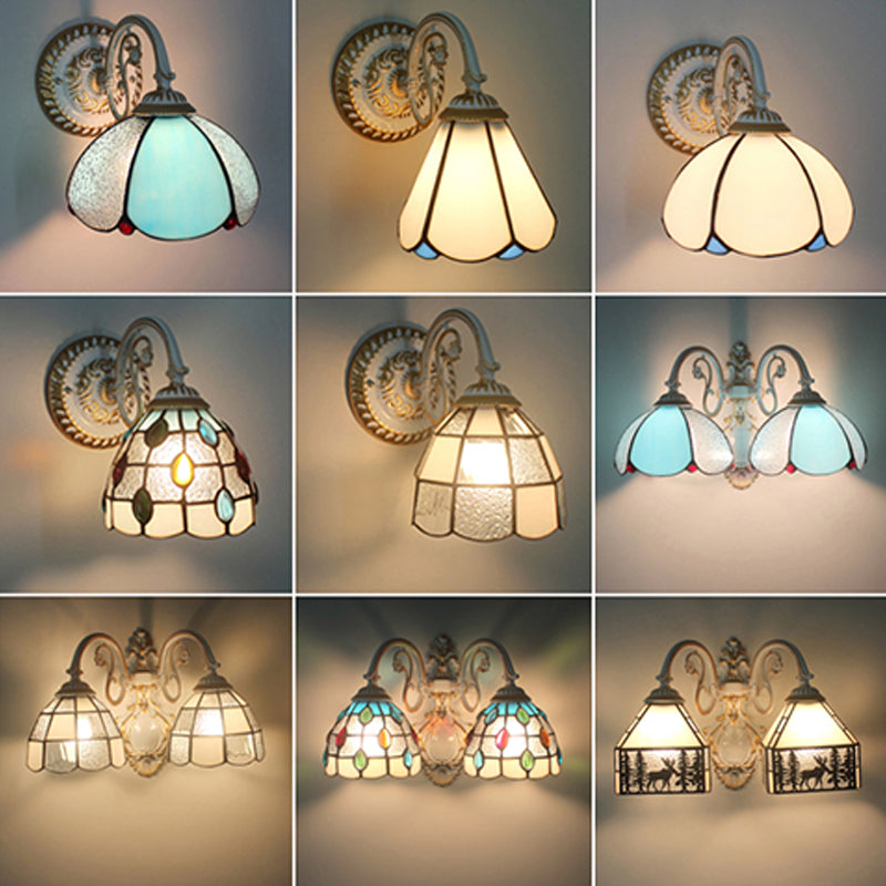 1-Kopf Shade Wandlampe Tiffany-Stil Handgefertigte Glas-Wandlampe für das Wohnzimmer