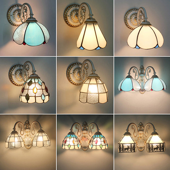 1-Kopf Shade Wandlampe Tiffany-Stil Handgefertigte Glas-Wandlampe für das Wohnzimmer