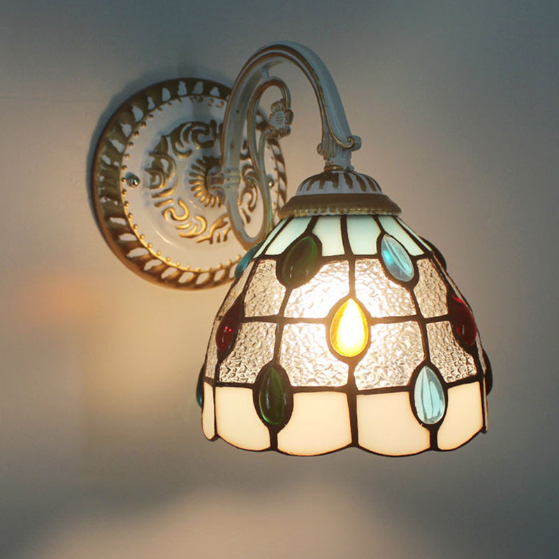 1-Kopf Shade Wandlampe Tiffany-Stil Handgefertigte Glas-Wandlampe für das Wohnzimmer