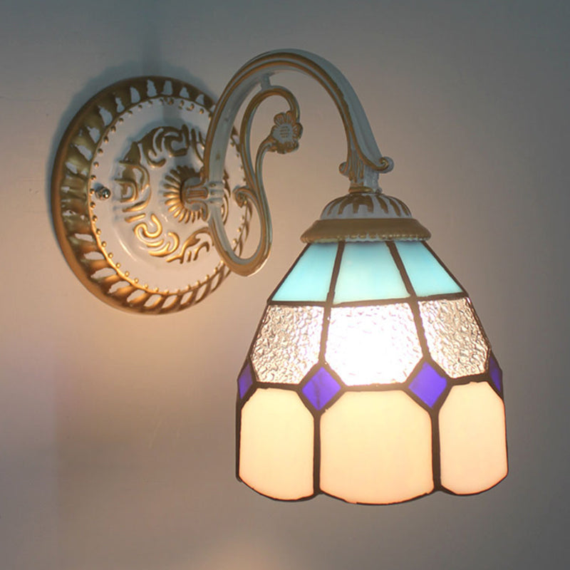 1-Kopf Shade Wandlampe Tiffany-Stil Handgefertigte Glas-Wandlampe für das Wohnzimmer