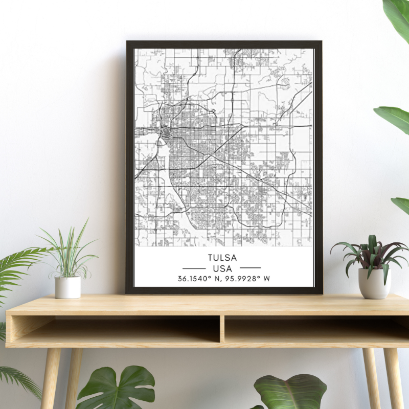Stadtplan von Tulsa – Leinwandbild