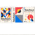 Bauhaus-Stil, Rot, Blau & Gelb, geometrisches 3er-Set Wandbilder