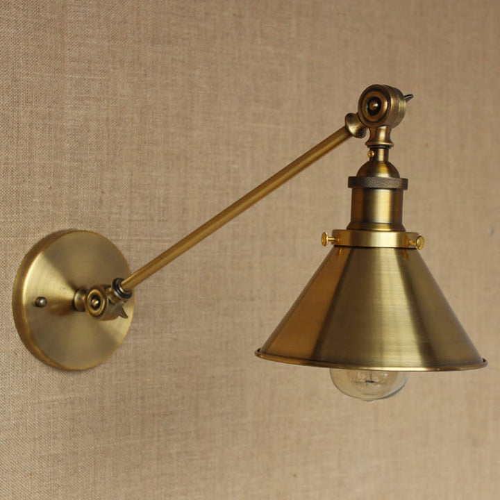Vintage konische Wandleuchte 1-Lampe Eisen Wandmontierte Lampe in Messing für Schlafzimmer | Karnz