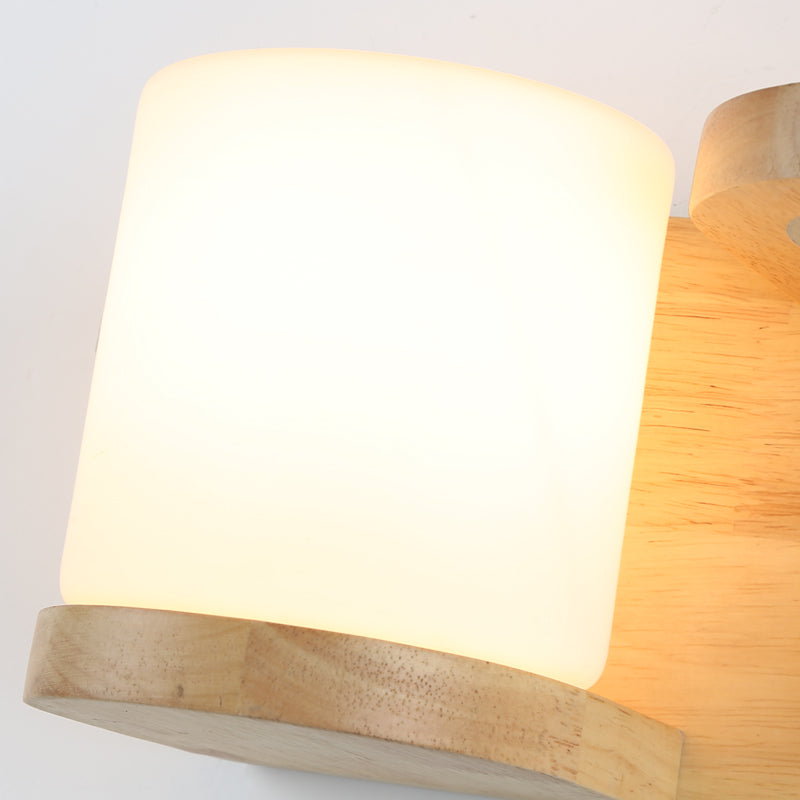 Cream Glas Würfel Wandleuchte Art Deco 1-Glühbirne Holz Wandmontage Licht mit Hydrokultur Pflanzentopf | Karnz
