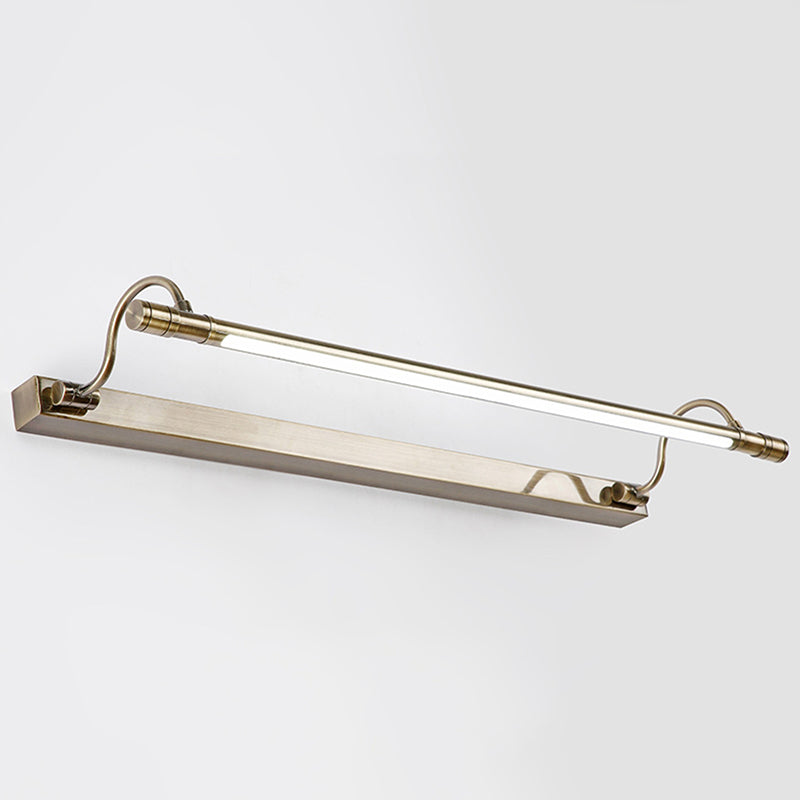 Nickel Finish Metall Schminklampe Tubular Landhaus Stil Wandlicht mit verstellbarem gebogenem Arm | Karnz