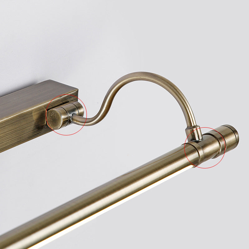 Nickel Finish Metall Schminklampe Tubular Landhaus Stil Wandlicht mit verstellbarem gebogenem Arm | Karnz