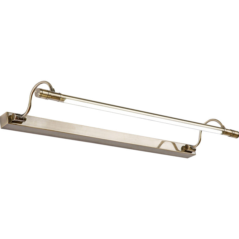 Nickel Finish Metall Schminklampe Tubular Landhaus Stil Wandlicht mit verstellbarem gebogenem Arm | Karnz
