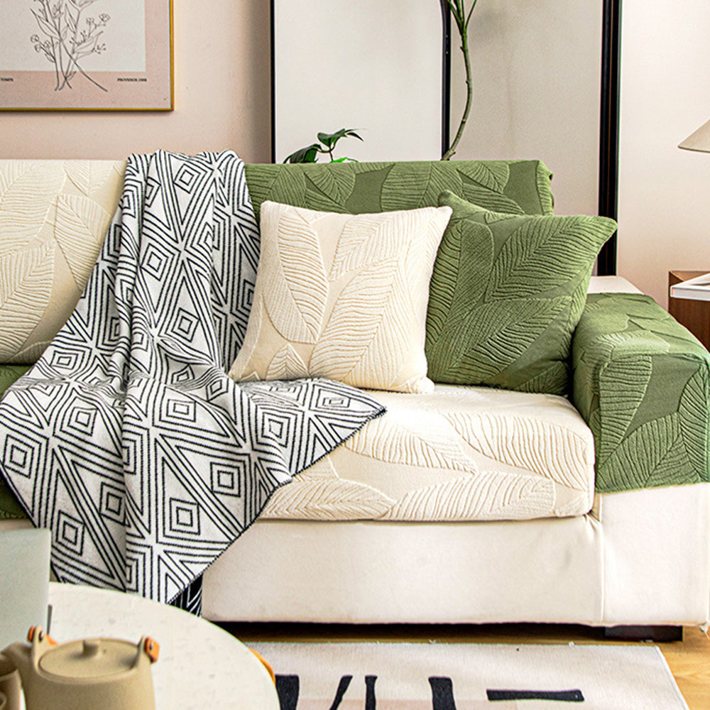 Moderne Blatt Jacquard Wasserdichte Anti-Kratzer Couchbezug | Karnz