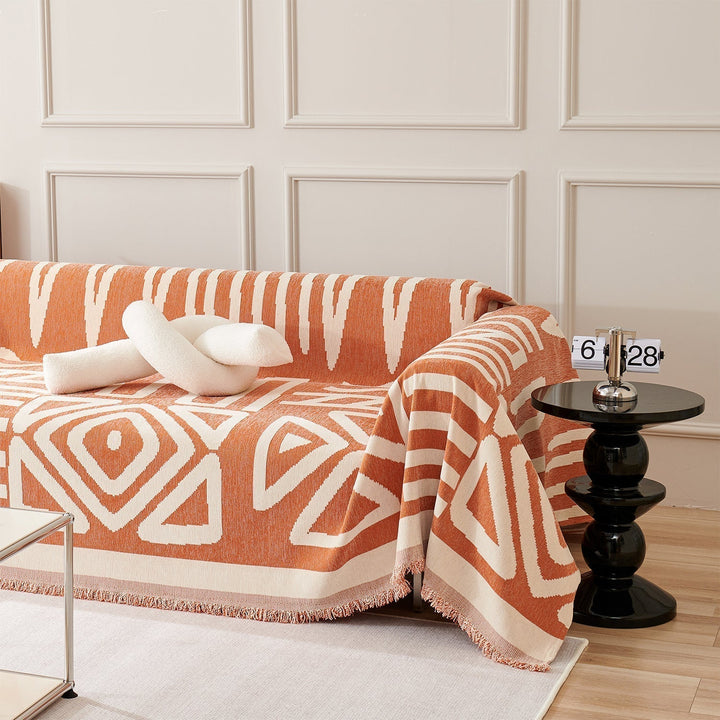 Geometrischer Boho-Stil Sofaüberzug - Modern, Stilvoll & Strapazierfähig Sofa Schutz | Karnz