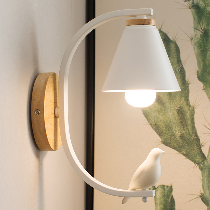 Karnz | Nordic Style Kegelförmige Wandlampe mit Vogel 1 Kopf Metall Wandleuchte für Schlafzimmer Flur