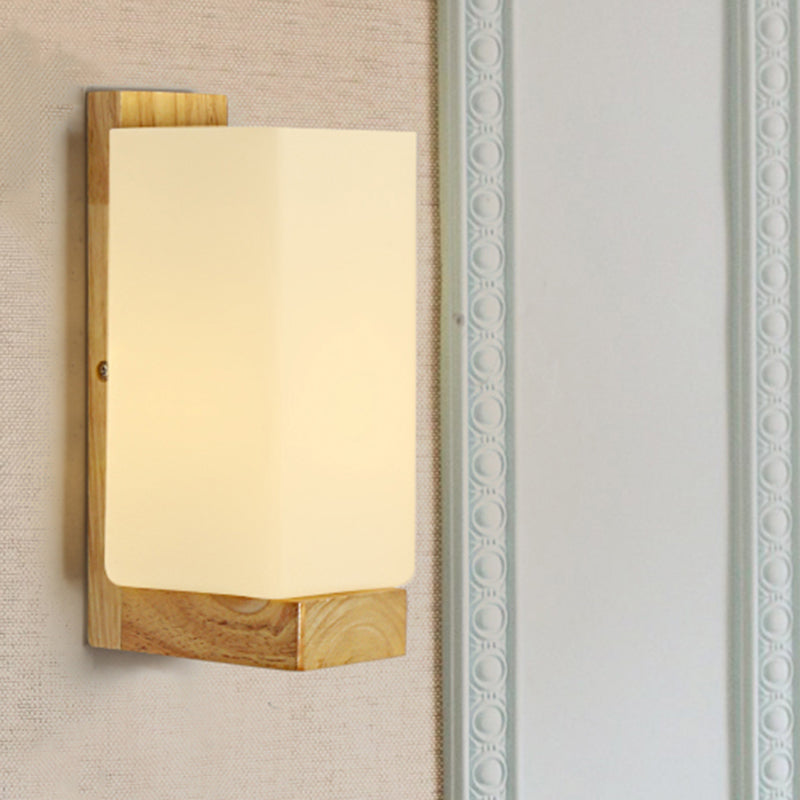 Japanische stilvolle quaderförmige Wandlampe mit einem Licht, mattierte Glas-Wandbeleuchtung in Weiß für Büro Hotel | Karnz