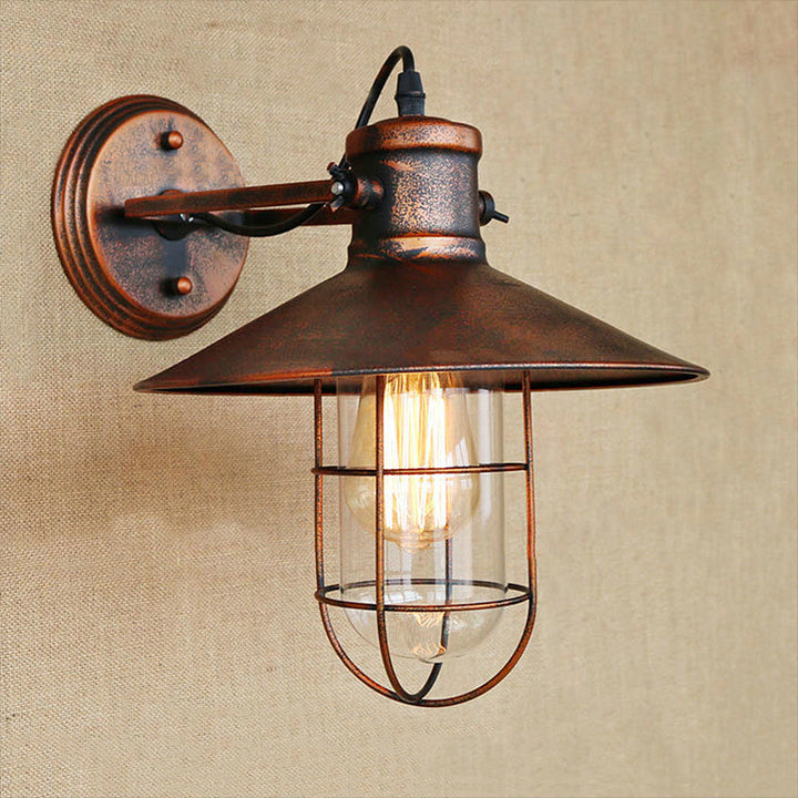 1 Licht Klar Glas Wand Sconce Licht Traditionell Schwarz/Rost Käfig Kaffeehaus Beleuchtung Leuchte | Karnz