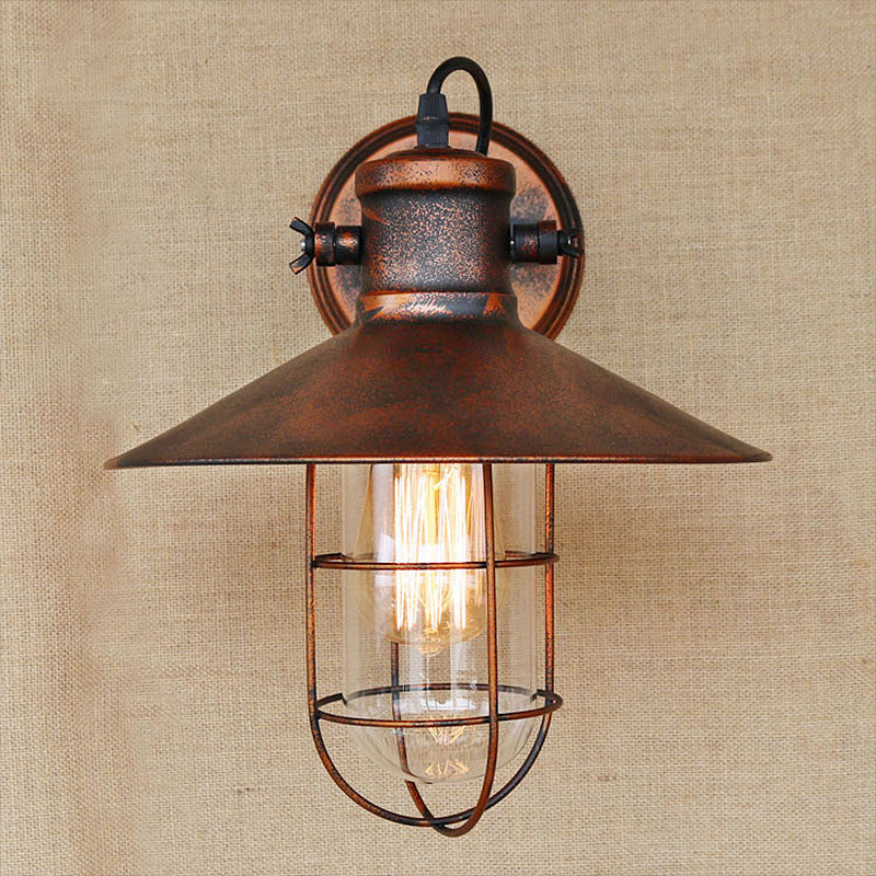 1 Licht Klar Glas Wand Sconce Licht Traditionell Schwarz/Rost Käfig Kaffeehaus Beleuchtung Leuchte | Karnz