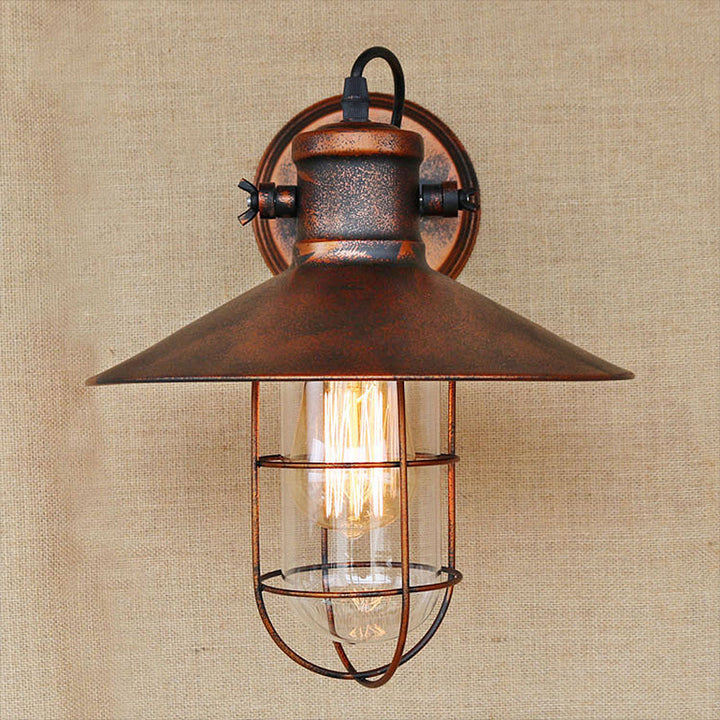 1 Licht Klar Glas Wand Sconce Licht Traditionell Schwarz/Rost Käfig Kaffeehaus Beleuchtung Leuchte | Karnz