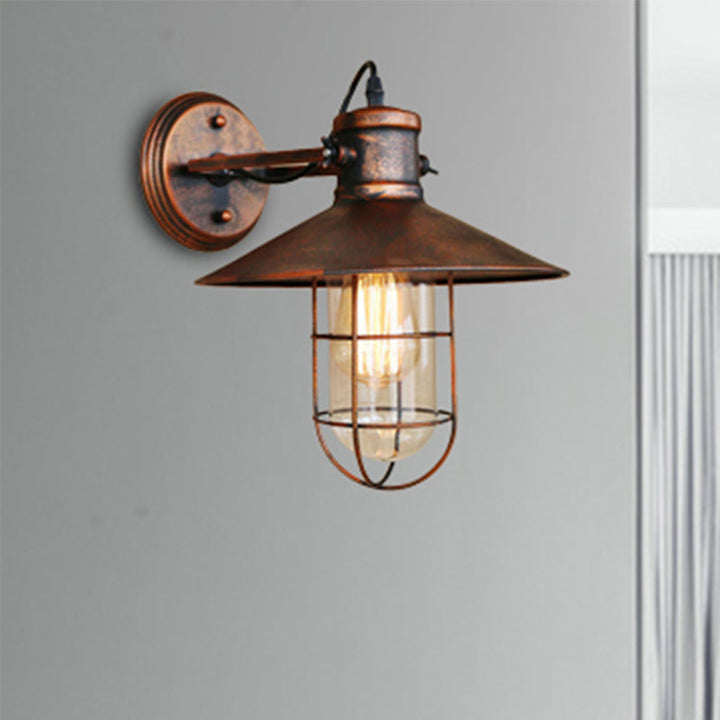 1 Licht Klar Glas Wand Sconce Licht Traditionell Schwarz/Rost Käfig Kaffeehaus Beleuchtung Leuchte | Karnz
