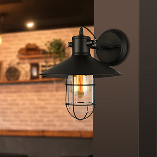 1 Licht Klar Glas Wand Sconce Licht Traditionell Schwarz/Rost Käfig Kaffeehaus Beleuchtung Leuchte | Karnz