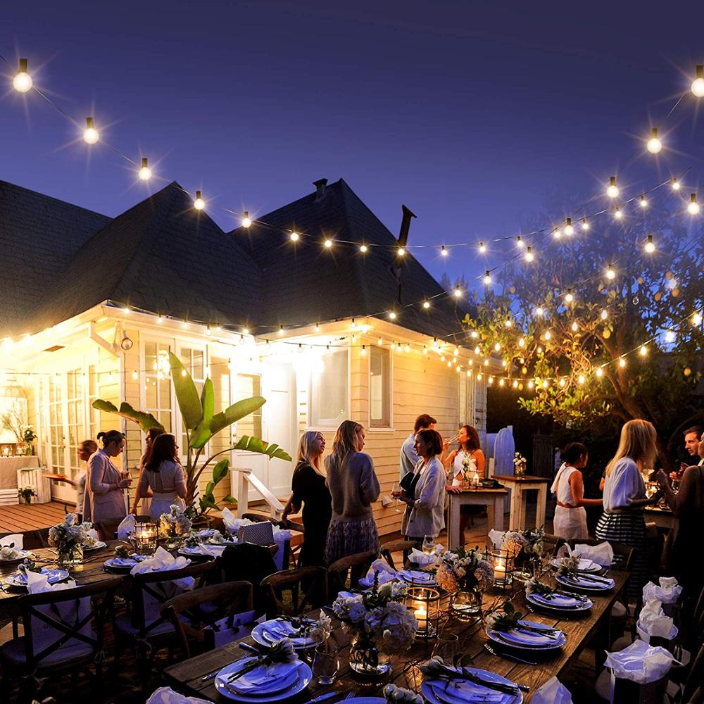 25FT Globus Lichterkette mit Glühbirnen für Innen/Außen wasserdicht anschlussfähige hängende Lichter für Garten Veranda Balkon Party Dekor | Karnz