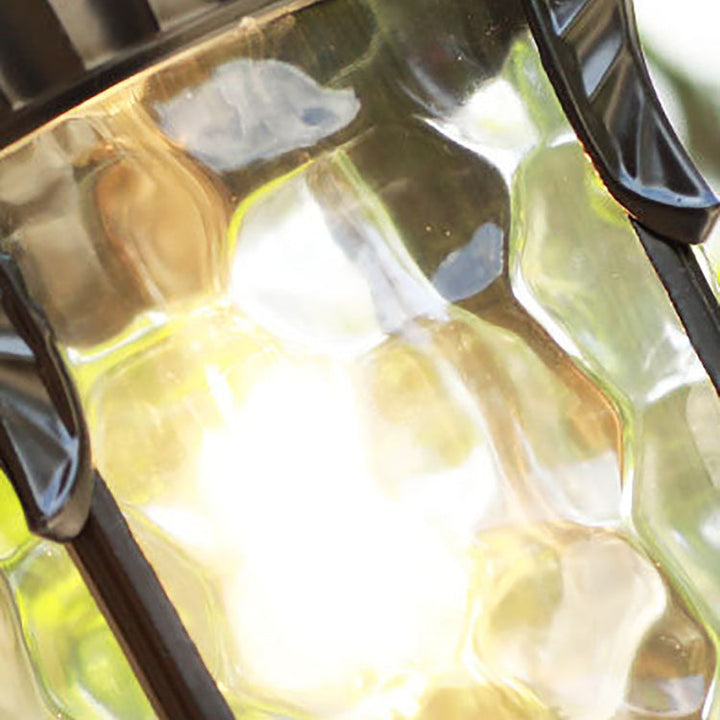 Traditionelle europäische Zylinderlaterne Aluminium Glas 1-Licht Außenwandlampe für Außenpatio | Karnz