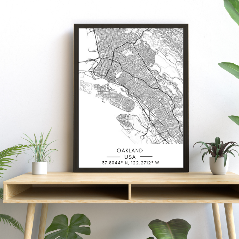 Stadtplan von Oakland – Leinwandbild