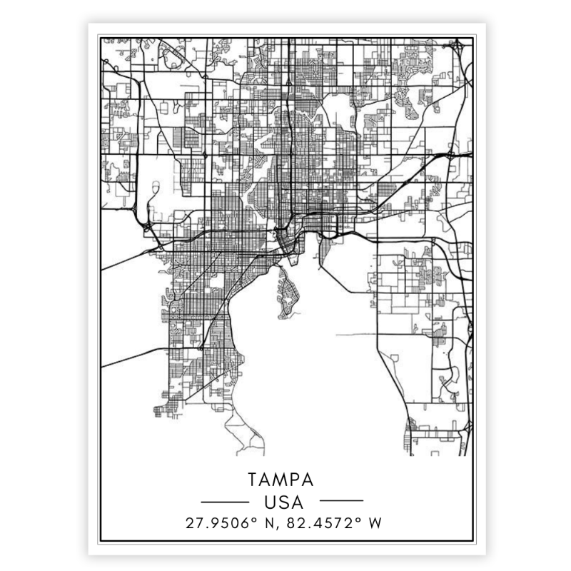 Stadtplan von Tampa – Leinwandbild
