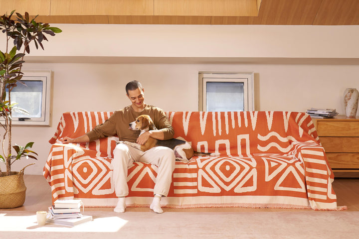 Geometrischer Boho-Stil Sofaüberzug - Modern, Stilvoll & Strapazierfähig Sofa Schutz | Karnz
