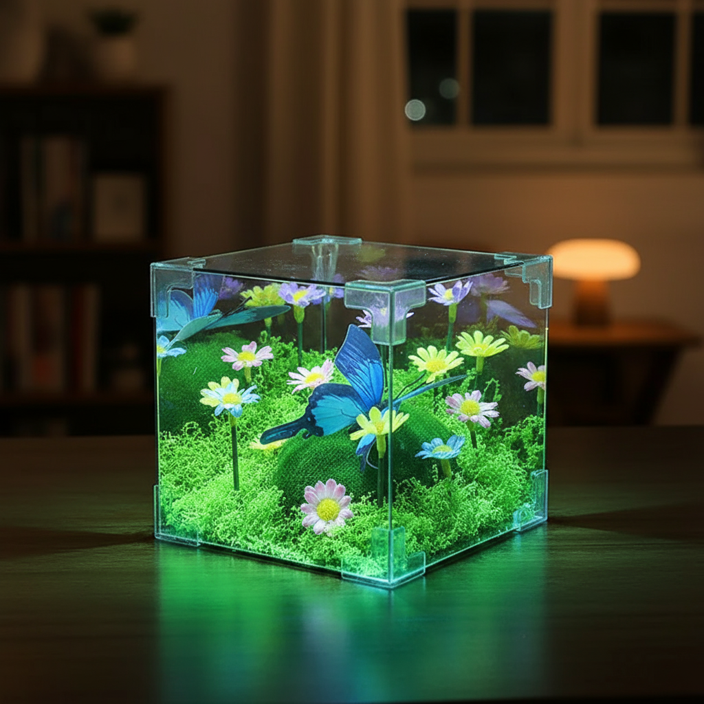 LED Schmetterlingsgarten Würfel Nachtlicht Dekor