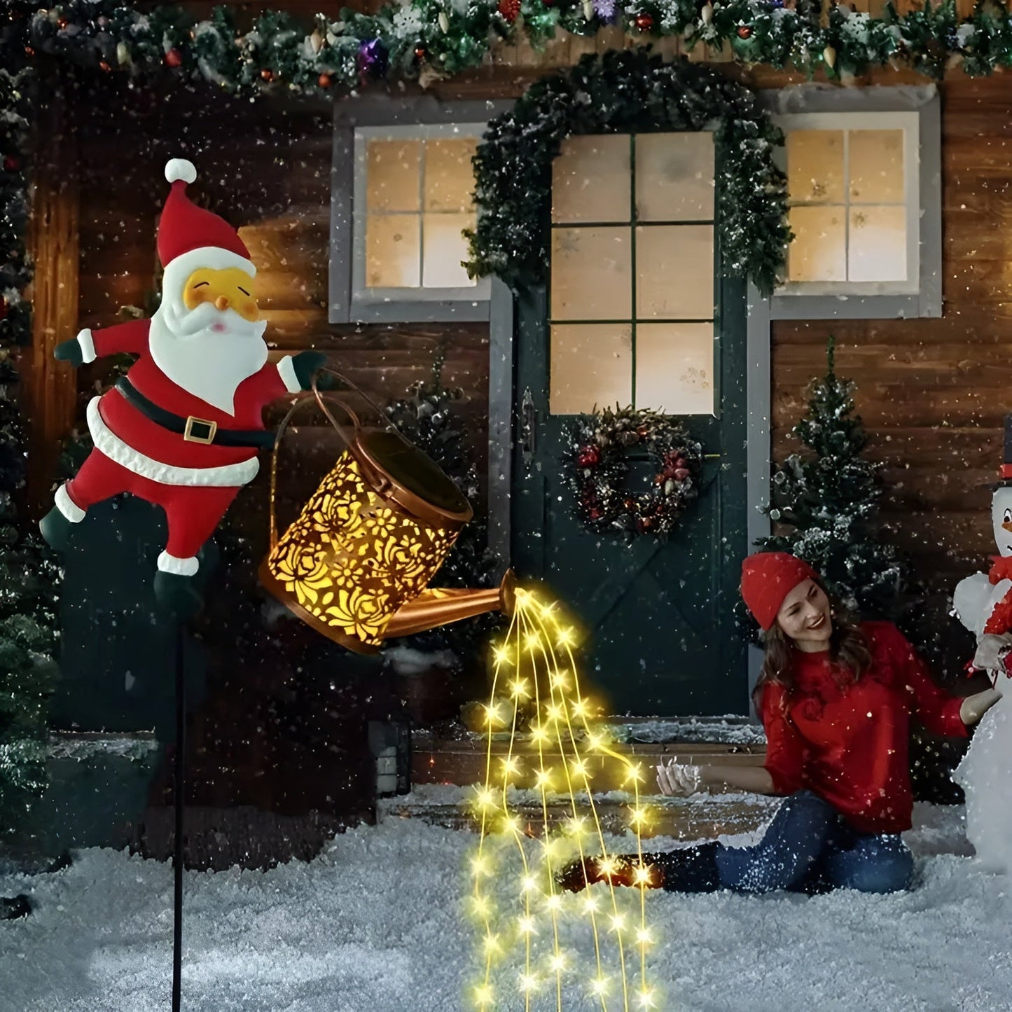 Solar-Weihnachtsbeleuchtung mit Santa & Laternen – Dekor für Garten & Terrasse | Warmweiß & bunt, batterie-frei | Karnz