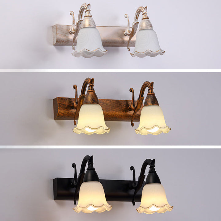 2 Lichter Badezimmerleuchte Amerikanische wasserdichte Lampe über Spiegel in weißem Glasschirm | Karnz